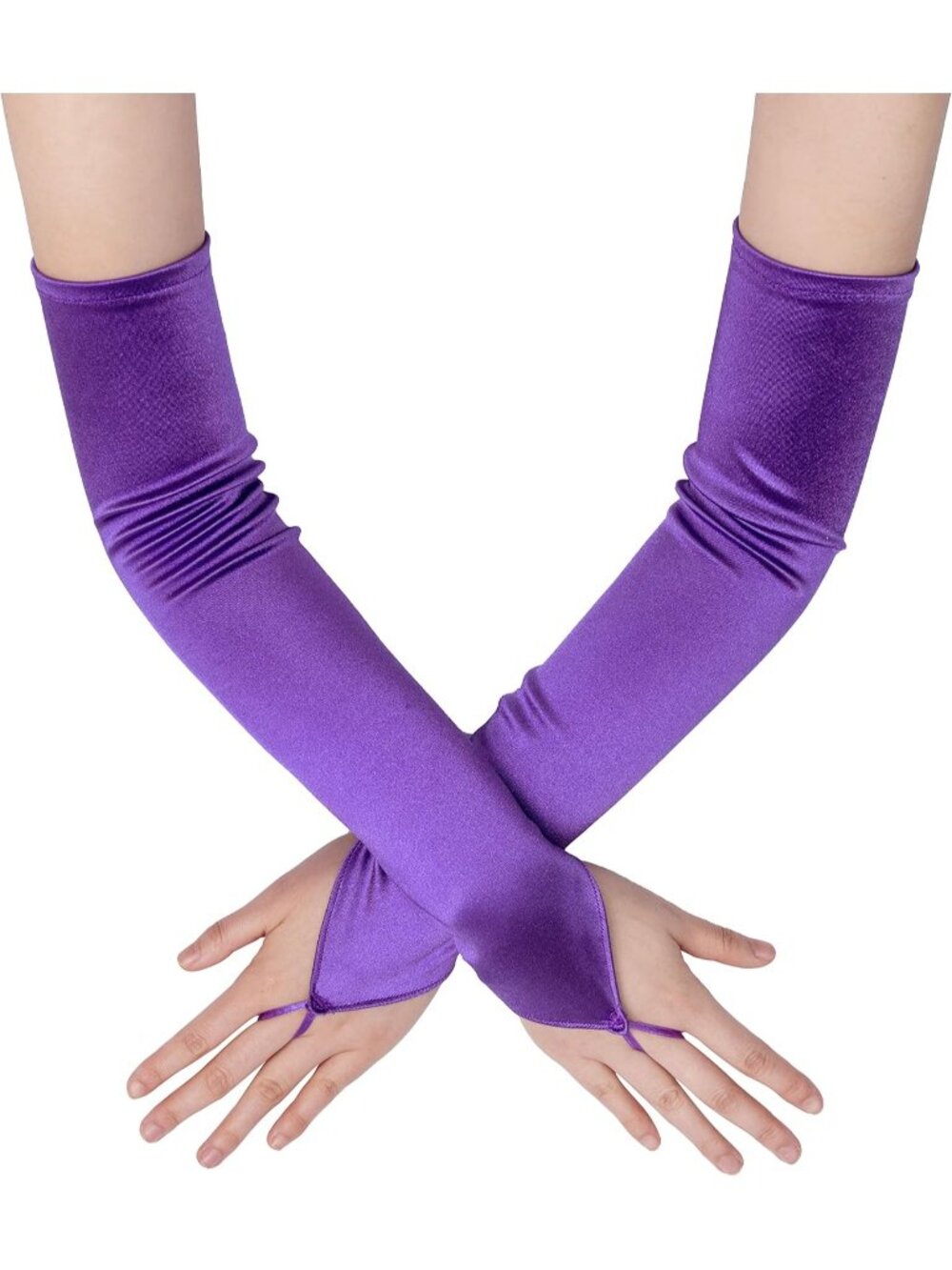 Women's Purple Fingerless 1920s V-shaped Hook Finger Flapper Opera Gloves